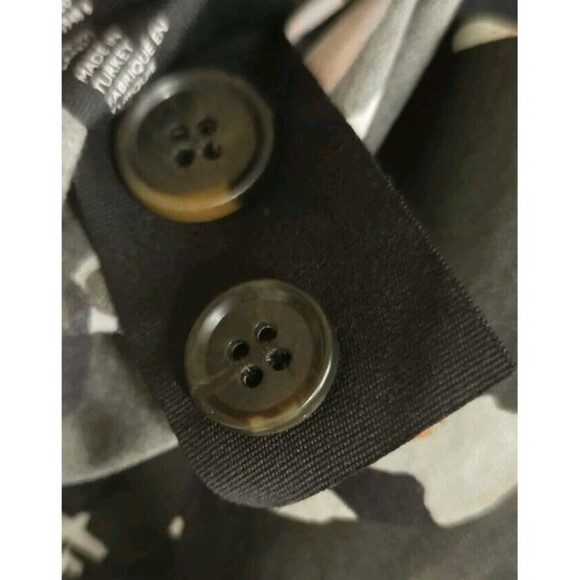 COS Button Up Cotton Shirt  Light Jacket Womens 12 Green Abstract Print Pockets - Picture 8 of 10